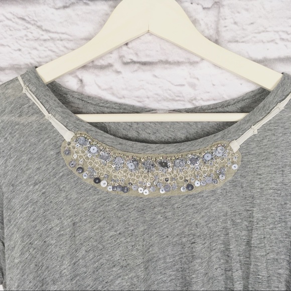 J. Crew Embellished Necklace Tee in Heather Grey - Picture 3 of 6